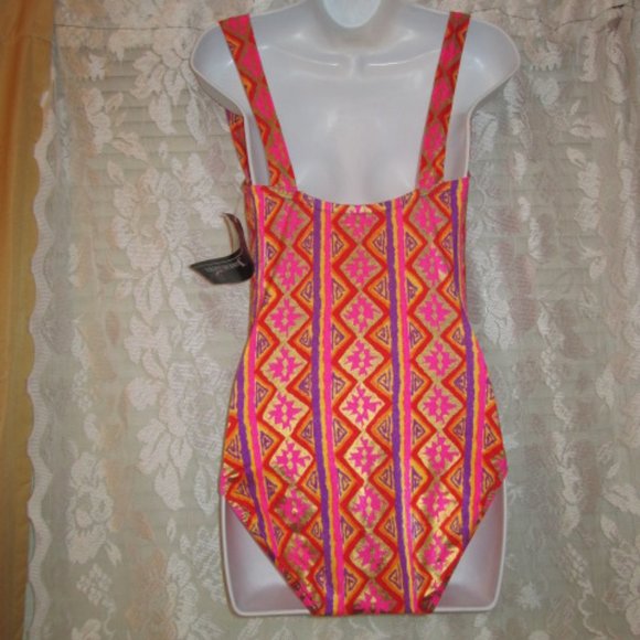 Vintage 80s NOS Jantzen Disco Bathing swimsuit Metallic Groovy w/tags -8 - Picture 4 of 9